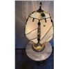 Image 1 : Brass Touch Lamp With Marble Top Table 15" Diameter Top, 18" T