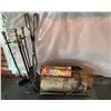 Image 1 : Fireplace Tool Set With Log Holder and Chimney Cleaning Log
