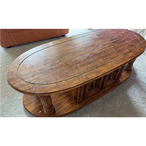 Wooden Tabletop with Circular Inlay Design