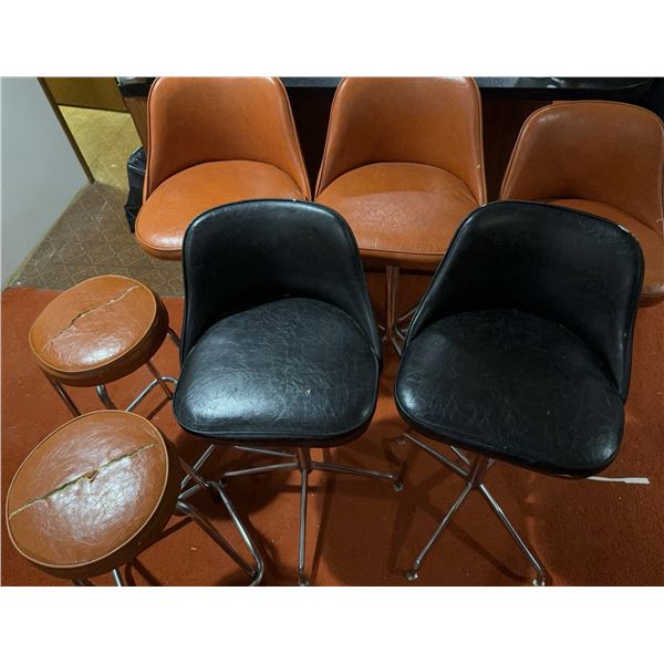 Mid-Century Bar Stools w/ Vinyl Cushions and Chrome Bases