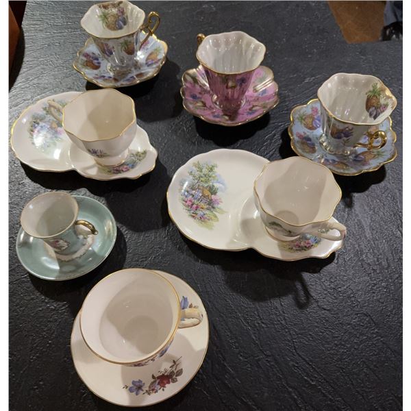 Fine China Teacup and Saucer Sets, Queen Anne, Shafford and Made in Japan