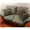 Image 1 : Two-Seat Fabric Loveseat with Patterned Cushions