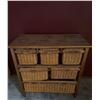 Image 1 : Wood Cabinet with Six Wicker Basket Drawers