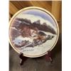 Image 4 : 5 Wildlife Marble Art Plaques & Wood Eagle Sculpture