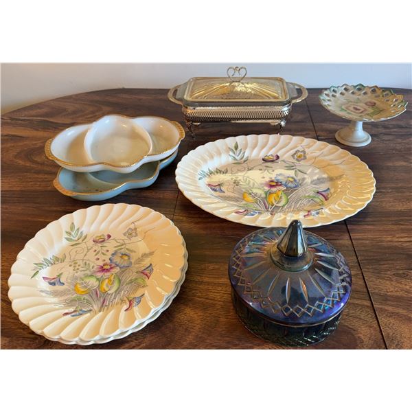 Assorted Home Decor Including Vintage Candy Dish