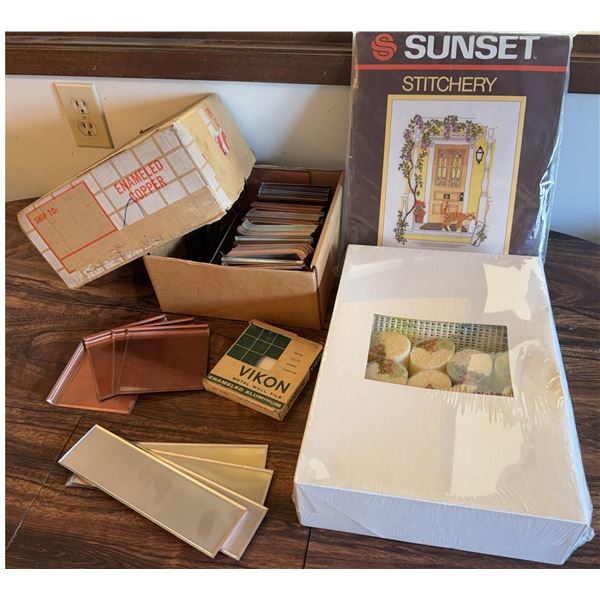 Enameled Copper and Aluminum Wall Tiles, Sunset Stitchery Kit
