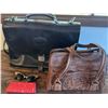 Image 1 : Bugatti Black Leather Briefcase, Tooled Leather Bag, Sunglasses w/ Case