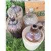 Image 2 : Stoneware Jugs and Glass Bottles with Canada Dry Wooden Crate, Folding Slat Stools