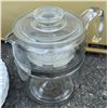 Image 7 : Dresden Floral Dish Set, Vintage GE Toaster, Pyrex Glass Percolator, Breadbox
