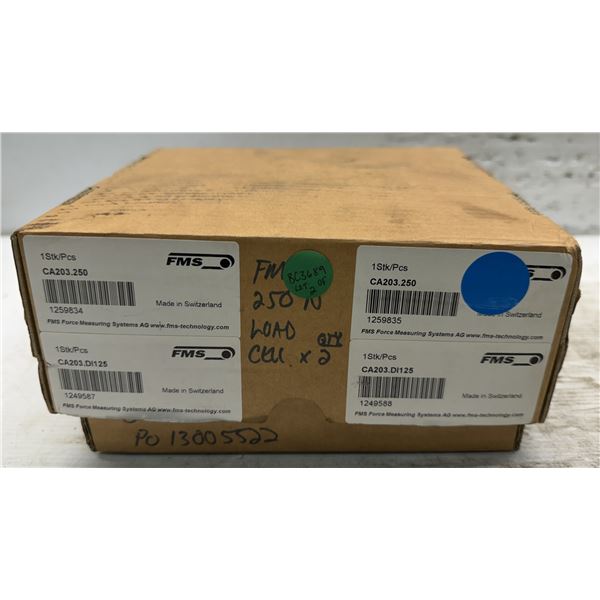 (2) FMS #CA203.250 Force Measuring Load Cell Sensor w/CA203 DI125 Dead Shaft Adapter
