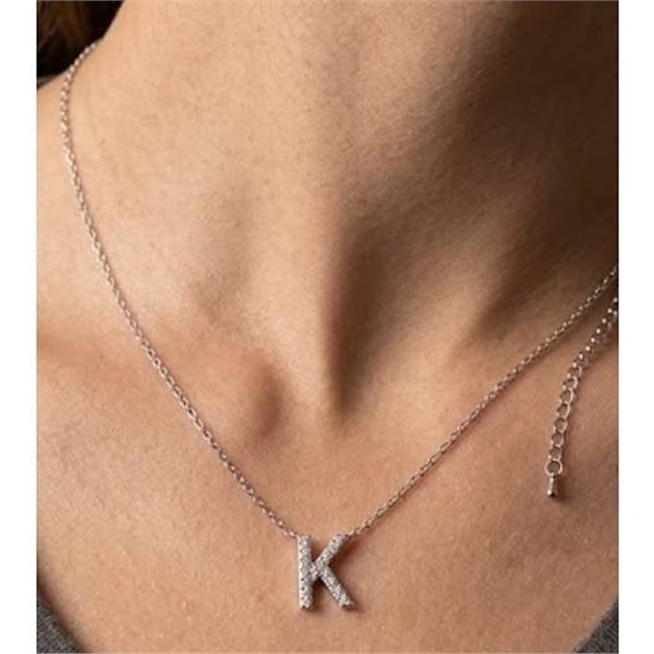 PAVOI 'K' Initial Necklace Silver Tone