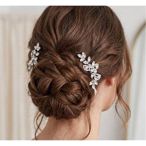 Silver-Tone Rhinestone Hair Clips