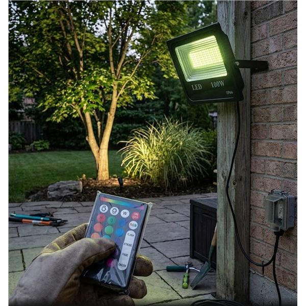 100W RGB LED Smart Flood Light with Remote