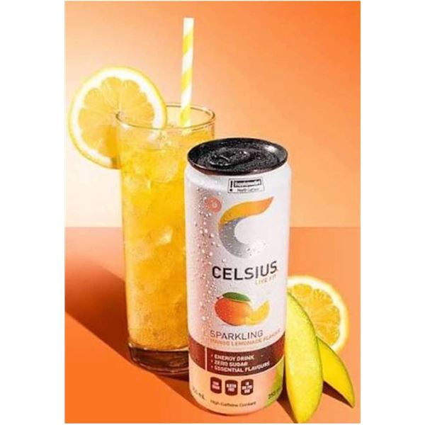 Celsius Sparkling Mango Lemonade 12-Pack x 355ml