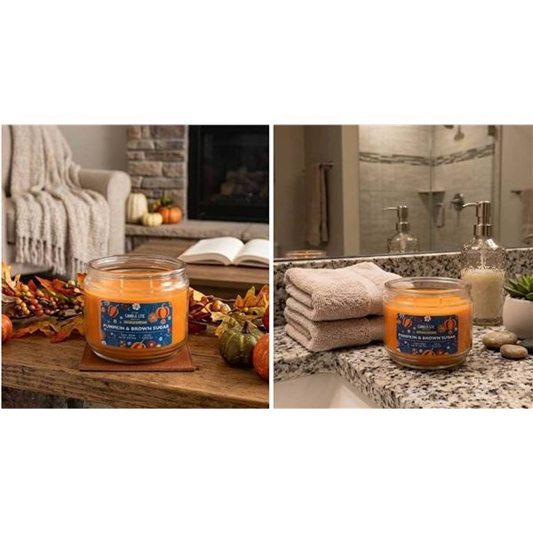 Case of 4 - Candle-lite 10oz 3 Wick Pumpkin & Brown Sugar Candle