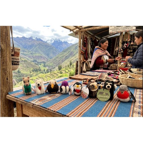 8 Handmade Peruvian Wool Animal Ornaments