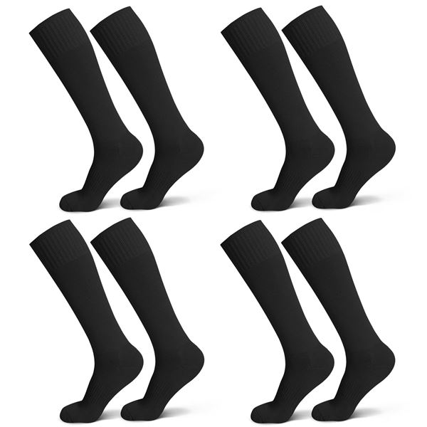 Coziwill Kids Soccer Socks, 6 Pairs, Black