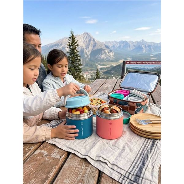 ThermoFlask Food Jar Set Blue and Pink