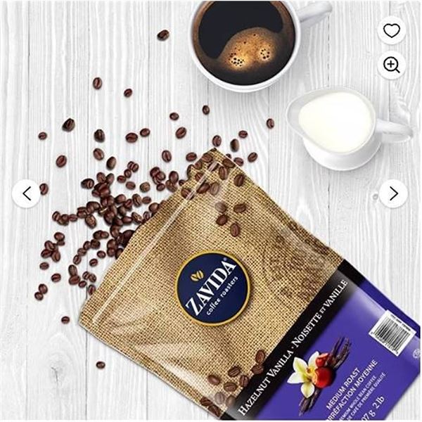 Zavida Hazelnut Vanilla Whole Bean Coffee 2lb