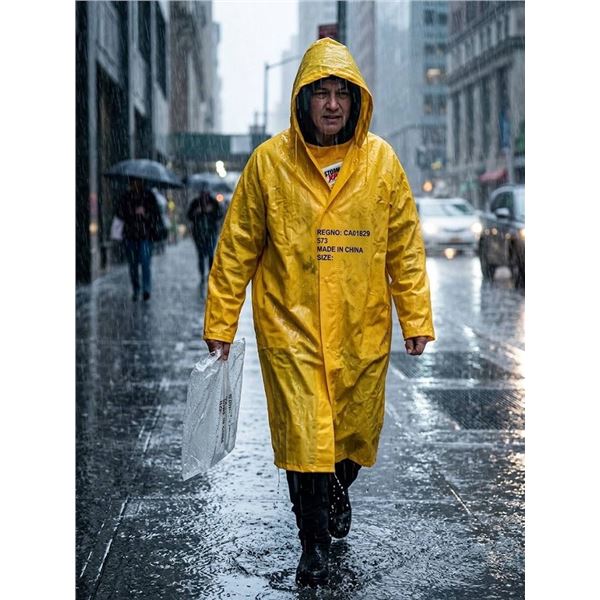 Yellow Rain Jacket, Size Large, Made in China
