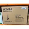 Image 2 : ZEXVIDA Bookcase with Lamp, Gold/White