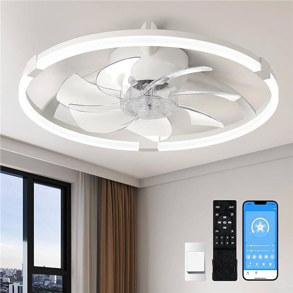 Linboro Low Profile Ceiling Fan, White