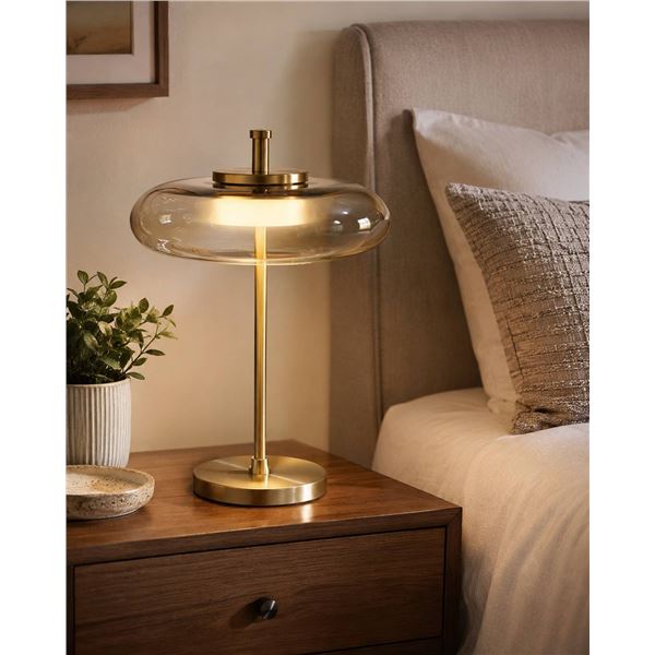 Modern Brass and Glass Table Lamp