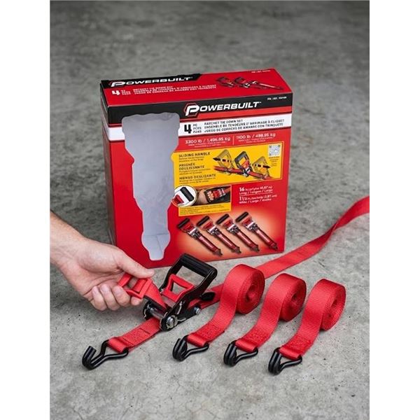 Powerbuilt Ratchet Tie Down Set 4 Piece