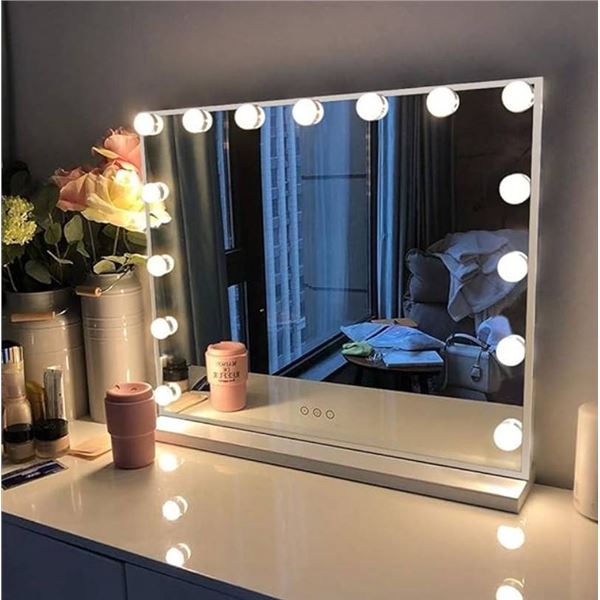 FENCHILIN Vanity Mirror with Lights, Hollywood Lighted Makeup Mirror with 15 Dimmable LED Bulbs