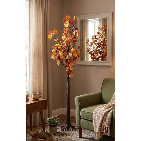 Fall Lighted Eucalyptus Leaves 5ft 90 Lights