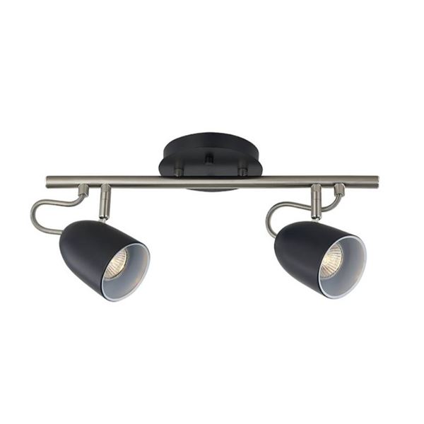 Track Light - 2 Lights - 16" - Steel - Chrome/Matte Black