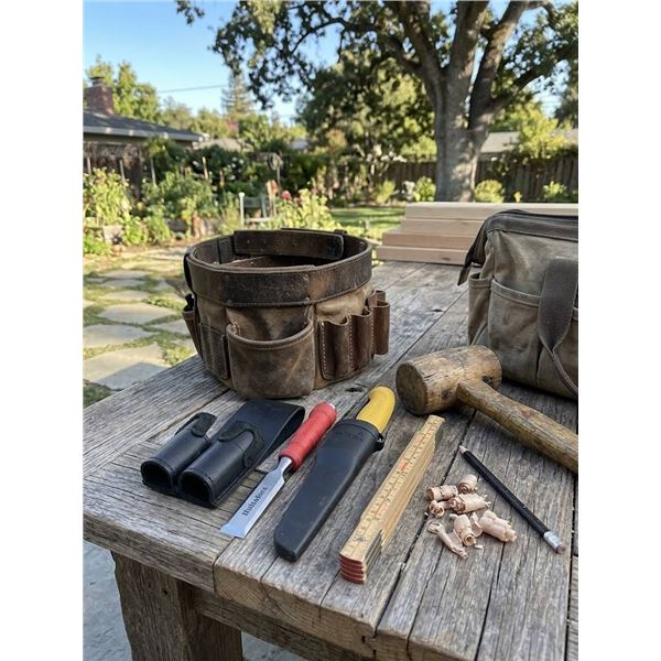 Hultafors Chisel Holder, Chisel, and Ruler