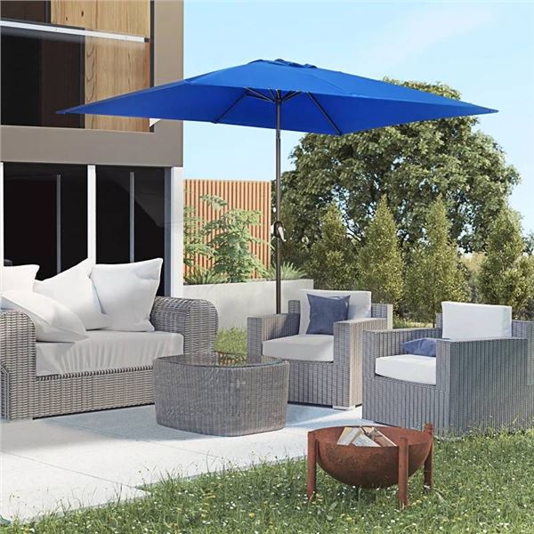 Rectangular Patio Umbrella, Blue, 6.5x8.1 ft