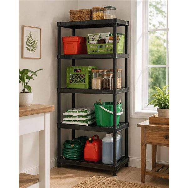 Large 5 Tier Black Plastic Storage Racks 36" x 24"