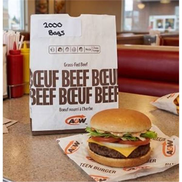 A&W Grass-Fed Beef Burger Bags, 2000 Count