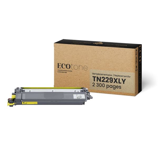 Lot of 8 - ECOTone TN229XLY-Brother Toner Cartridges, Yellow, Yield: 2,300