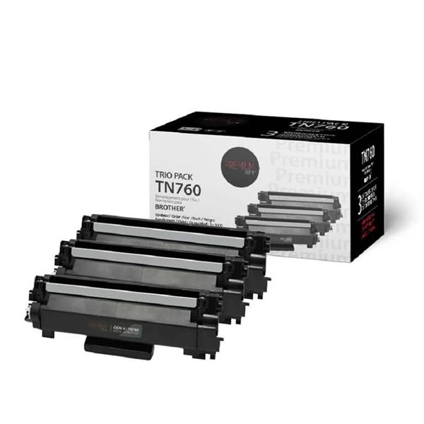 Lot of 6 - Premium Tone TN760 Toner Trio Pack, Black, Yield: 3,000 Each