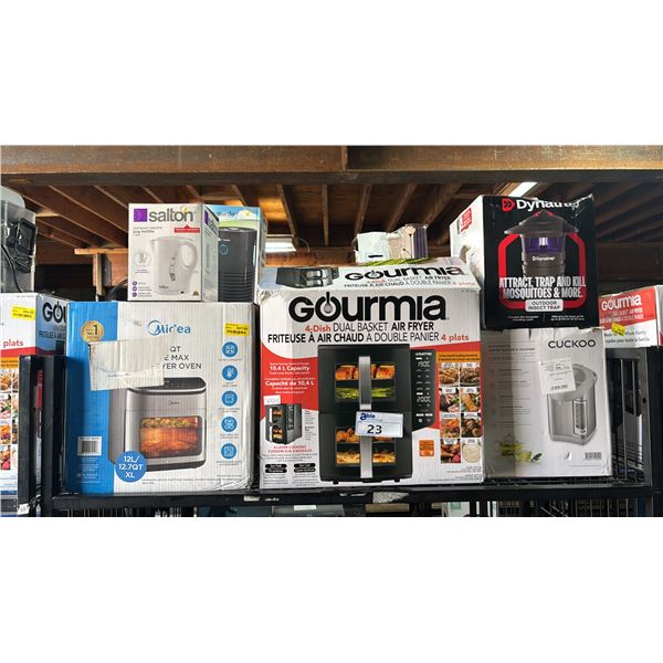 MIDEA AIR FRYER OVEN, SALTON ELECTRIC KETTLE, GOURMIA DUAL BASKET AIR FRYER & MORE
