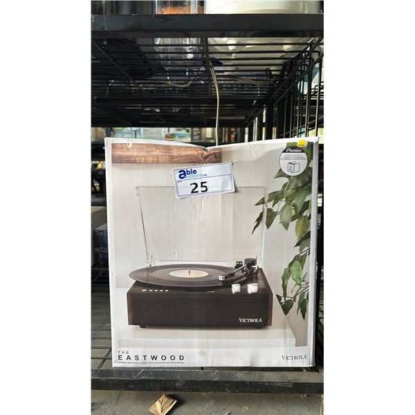 THE EASTWOOD VICTROLA RECORD PLAYER: *WORKING CONDITION UNKNOWN/MAY BE MISSING PARTS & OR PIECES*