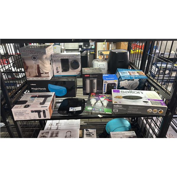 SHARPER IMAGE PERCUSSION MASSAGER, BODUM ELECTRIC WATER KETTLE, SALTON CREPE & TORTILLA MAKER & MORE