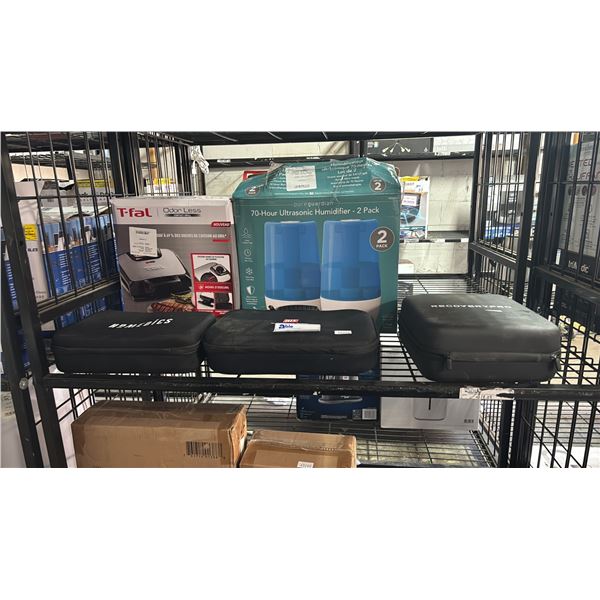 (3) ASSTD. MASSAGE GUNS, 70-HOUR HUMIDIFIER 2-PACK & T-FAL CONTACT GRILL: *UNKNOWN WORKING CONDITION