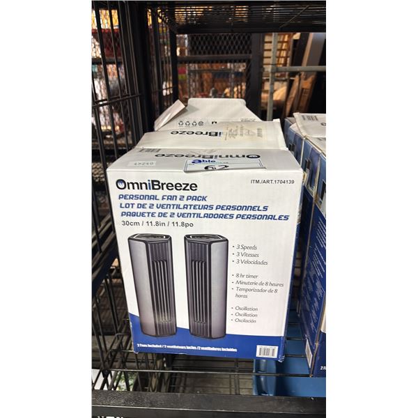 (3) OMNIBREEZE PERSONAL FAN TWIN PACKS *UNKNOWN WORKING CONDITION/MAY BE MISSING PARTS & OR PIECES*