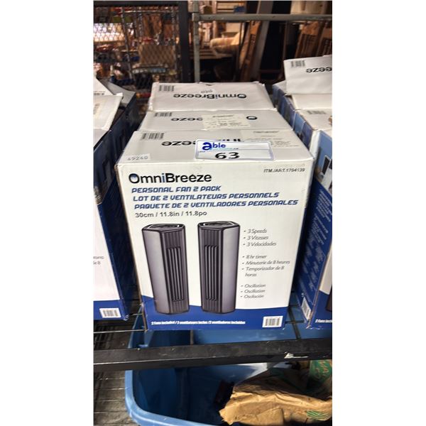 (4) OMNIBREEZE PERSONAL FAN TWIN PACKS: *UNKNOWN WORKING CONDITION/MAY BE MISSING PARTS & OR PIECES*