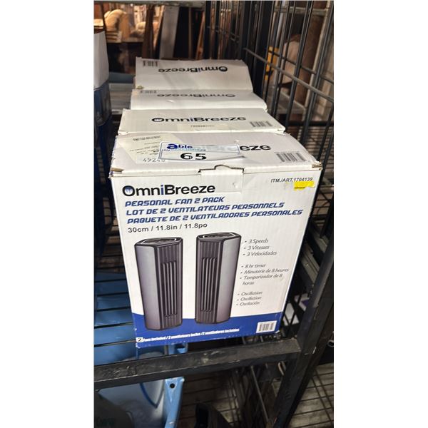 (4) OMNIBREEZE PERSONAL FAN TWIN PACKS: *UNKNOWN WORKING CONDITION/MAY BE MISSING PARTS & OR PIECES*