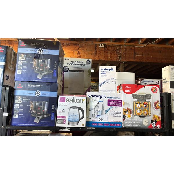 BISSELL LITTLE GREEN CARPET CLEANERS, DISNEY WAFFLE MAKER, WATERPIK WATERFLOSSER & SALTON ELECTRIC