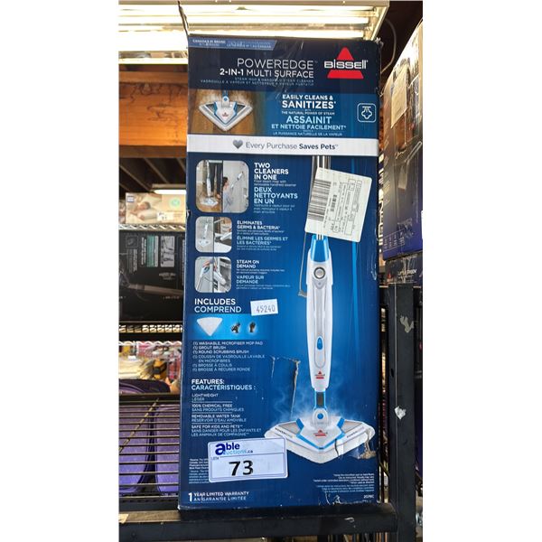 BISSELL 2-IN-1 MULTI SURFACE STEAM MOP:  *UNKNOWN WORKING CONDITION/MAY BE MISSING PARTS & OR PIECES