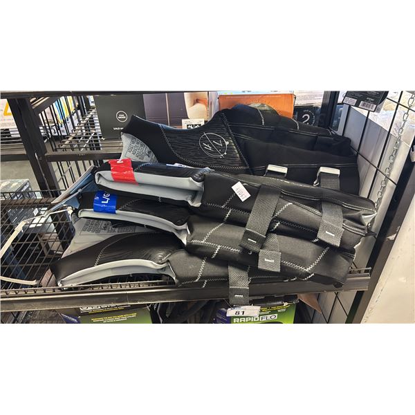 (3) HYPERLITE ADULT LIFE JACKET: SIZE M & 2 SIZE L