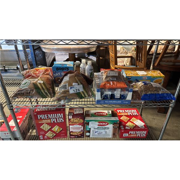 SHELF OF ASSORTED FOOD PRODUCTS
