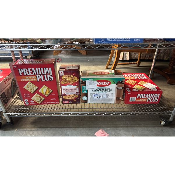 SHELF OF ASSORTED FOOD PRODUCTS
