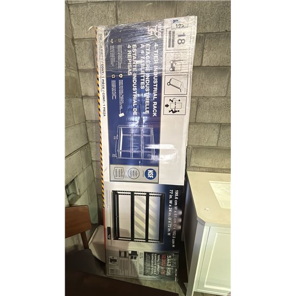 *NEW IN BOX* 4 TIER INDUSTRIAL RACK 77 INCH (W) X 24INCH (D) X 72INCH (H)